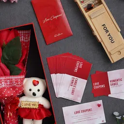 eCraftIndia Red & White 3-Pieces Valentines Day Combo Gift Set-image-58