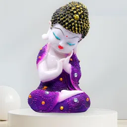 GW CREATIONS Purple & White Buddha Idol Showpiece-image-8