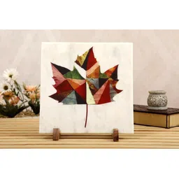 POSH-N-PLUSH Red & Green Maple leaf Marble Showpiece-picture-31
