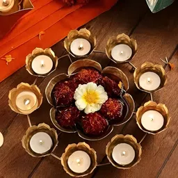 Aura Brown Diya Shaped Decorative Tealight Urli Bowl-picture-12