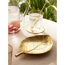 Pure Home and Living Gold Toned Textured Leaf Metal Figurine Showpiece-picture-27
