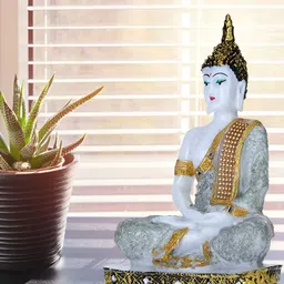 GW CREATIONS Silver Toned & Black Buddha Idol Showpiece-picture-33