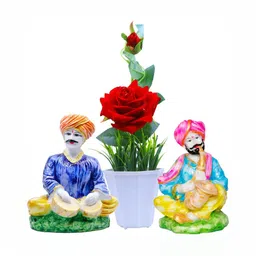 GW CREATIONS Blue & Yellow 3Pcs Figurine Small Showpieces-image-73