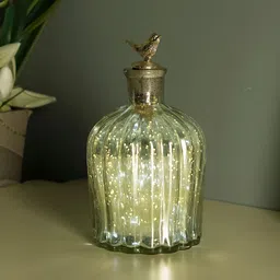 Homesake Silver-toned Flat Base Star String LED Lights Bottle Showpiece-image-0
