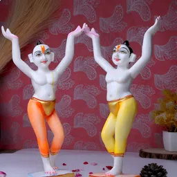 GW CREATIONS Orange 2 Pieces Marble Figurine Showpiece-picture-36