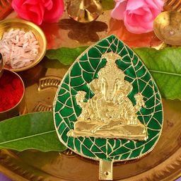 MEMOIR Green & Gold Plated Ganesha Showpiece-picture-29