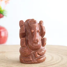 Golden Peacock Red Goldsand Stone Lord Ganesh Showpiece-picture-14