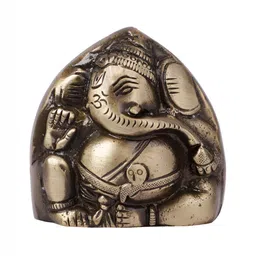 Two Moustaches Brown Religious Brass Idol Tiny Showpiece image 3