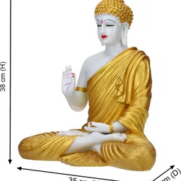 GW CREATIONS Gold-Toned Buddha Marble Figurine Showpiece image 3
