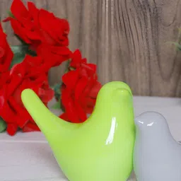 GW CREATIONS Green & Grey 2 Pieces Birds & Animals Showpiece image 5