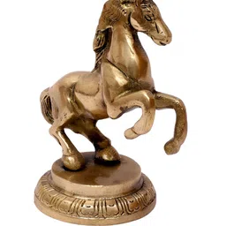 Two Moustaches Gold-Toned Uplifted Legs Horse Brass Figurine Showpiece-image-10