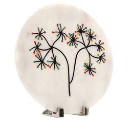 POSH-N-PLUSH White & Black Tree of life Marble Showpiece image 4