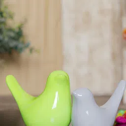 GW CREATIONS Green & Grey 2 Pieces Birds & Animals Showpiece image 3