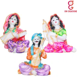 GW CREATIONS Pink White 3 Pieces Figurine Showpieces image 3