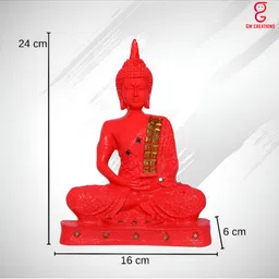 GW CREATIONS Red & Gold-Toned Buddha Figurine Small Showpiece image 2
