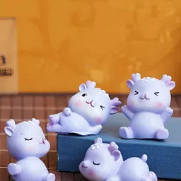 eCraftIndia Lavender 4 Pieces Cute Deer Statues Figurine Showpiece image 4