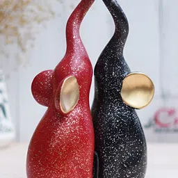 eCraftIndia Red & Black 2 Pieces Figurine Showpiece image 2