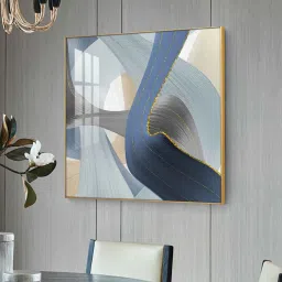 the next decor Blue Abstraction Glass Finish Square Wall Art image 4