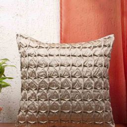 Silver Textured Cotton 16 x 16 Inches Cushion Cover by Zeba-picture-24