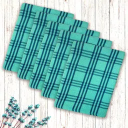 athom living Green Cotton Checkered 215 GSM Bath Towels Pack of 5-picture-32