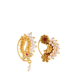 Vighnaharta Set Of 2 Gold-Plated Pearl Beaded Nosepins-picture-14