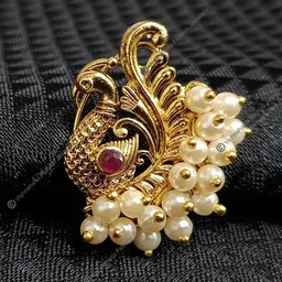 Vighnaharta Set Of 2 Gold-Plated Stone-Studded & Pearl Beaded Nosepin-image-26