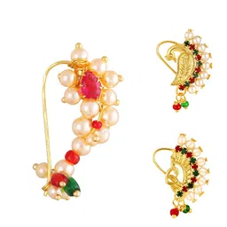 Vighnaharta Set Of 3 Gold-Plated AD-Studded & Beaded Nosepins-image-88