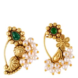 Vighnaharta Set Of 2 Gold-Plated Pearl Beaded Nosepin-picture-25
