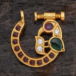 Kushal's Fashion Jewellery Gold-Plated Cubic Zirconia Ring Nosepin-picture-42