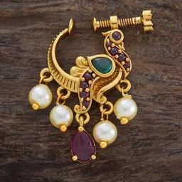 Kushal's Fashion Jewellery Gold-Plated Stone-studded Antique Nath-picture-10