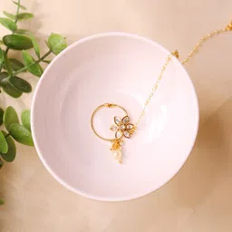 CURIO COTTAGE Gold-Plated White Kundan Studded Nosepin-picture-42