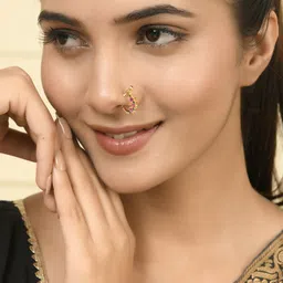 Silvermerc Designs Gold Plated Cubic Zirconia Ring Nosepin image 1