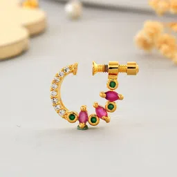 Silvermerc Designs Gold Plated Cubic Zirconia Ring Nosepin image 2