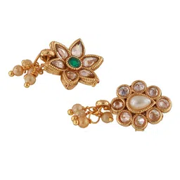 Jazz and Sizzle Gold-Plated Kundan-Studded Clip-On Nose pin image 3