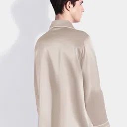 Bella Babe by SK Lapel Collar Satin Shirt With Pyjamas image 2