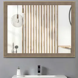 elegant arts and frames Beige Synthetic Wood Art Wall Mirror image 1