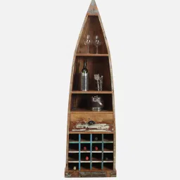 bohemiana from pepperfry Azealia Reclaimed Wood Bar Cabinet In Distress Finish image 5