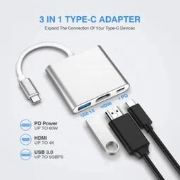 BALRAMA 3 in 1 Multiport USB C Adapter Hub USB-C Port to HDMI + USB C PD Port + USB 3.0 Combo Set-picture-24