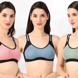 Pack of 3 Women Sports Non Padded Bra-image-1