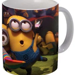 pride store Stylish Ceramic Minion Funny Printed Minion Designed All Time Favorite Ceramic Glossy Finish with Vibrant Print Printed Coffee (White) 330 ml - Gift for Girlfriend Boyfriend Couples mom & dad Anniversary Ceramic Coffee Mug-picture-27