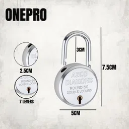 onepro Azco Silver 52MM Double Locking (Pack of 5) For Home Shop Office Shutter Padlock image 5