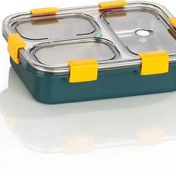 moira international Compartment -3 Sealed Leak Proof Stainless Steel For Kid's & Adult_G241 3 Containers Lunch Box image 2