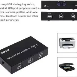 RAREGEAR 2-Port USB 2.0 Manual Sharing Switch Box PC Input to 1 USB Device Output Printer USB Adapter image 4