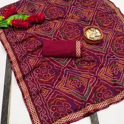 Printed Bandhani Georgette Saree-image-42