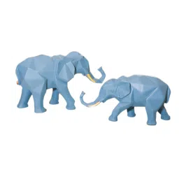 viivaz Grey Polyresin Geometric Elephant Set of 5 image 2
