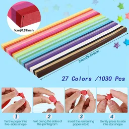 elqorax Origami Stars Paper | 1030 Sheets | 27 Colors | Double-Sided Craft Paper Silhouette Paper Sheet image 2