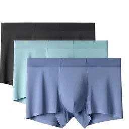 paramheer Men's Ultra-Comfort Ice Silk Lycra Underwear | Moisture-Wicking, Breathable Boxers for Men | Seamless Design | Multicolour (Pack of 1) image 2