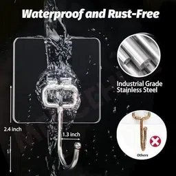 spivora Self Adhesive Strong Sticky Wall Hooks for Hanging Kitchen, Bathroom Accessories Hook 10 image 3