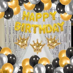 party breeze Printed Happy Birthday Decoration Combo Kit with foil Banner Balloons for Boys Kids Girl Balloon image 1