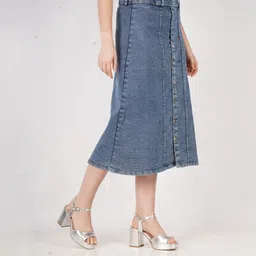 aksha creation Women Solid A-line Light Blue Skirt-picture-14